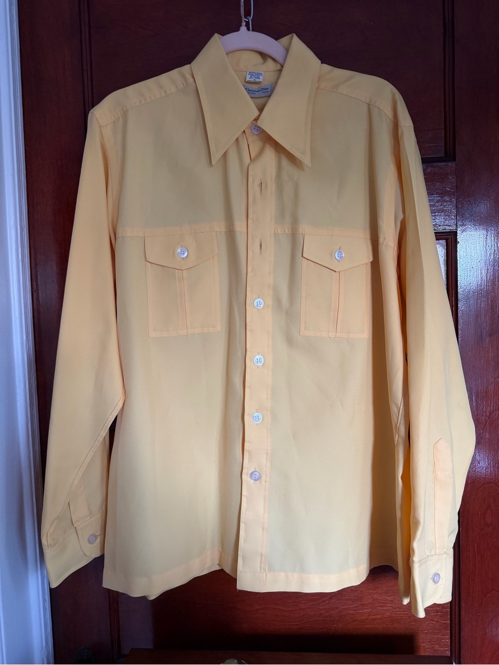 Vintage Dior Men's Yellow Button-Front Shirt Jacket
